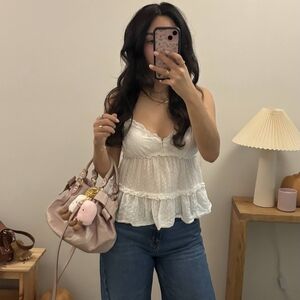 White Ruffled Women's Top